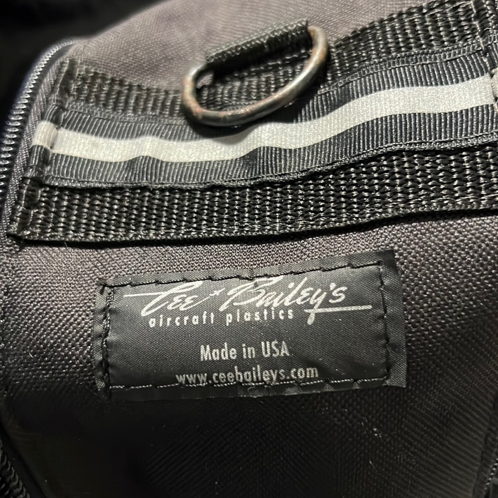 Black motorcycle saddle bag.